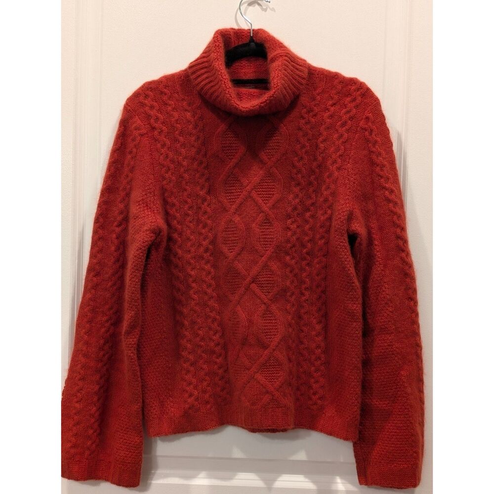 Carole Little Vintage Chunky Knit Sweater Burnt Orange Rust Med Cozycore Angora - Picture 2 of 13